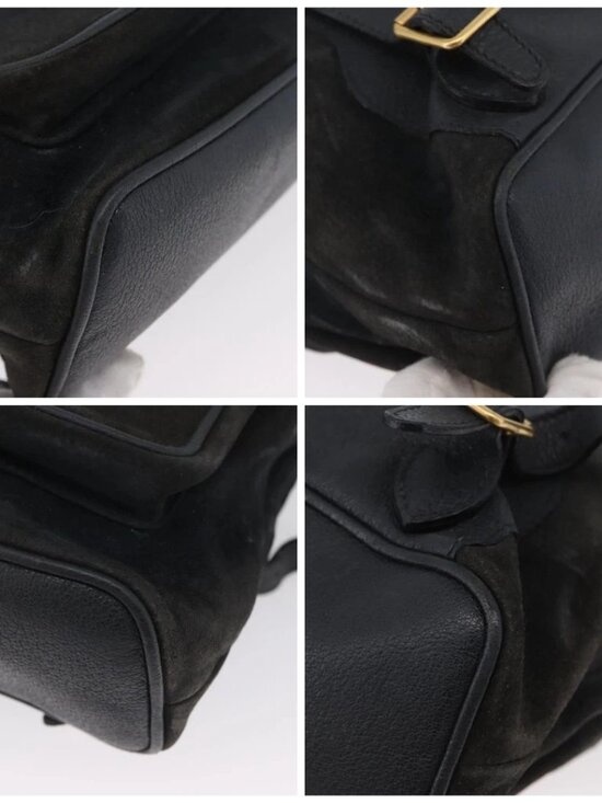 GUCCI Bamboo Backpack Suede Leather Black Gold 003 2058 0016 Auth 172522 main image 3